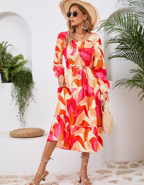 Load image into Gallery viewer, Printed Long Sleeve Midi Dress
