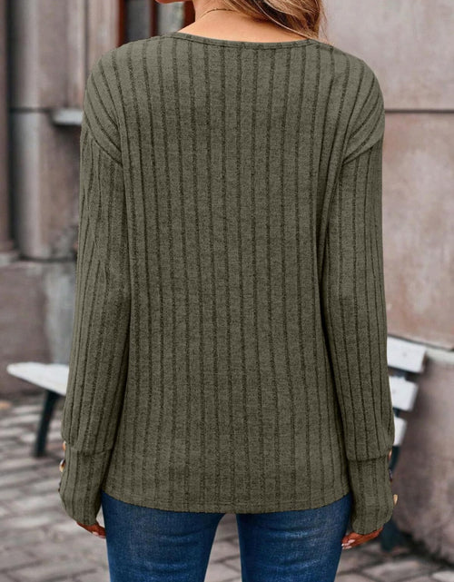 Load image into Gallery viewer, Ribbed V-Neck Long Sleeve T-Shirt
