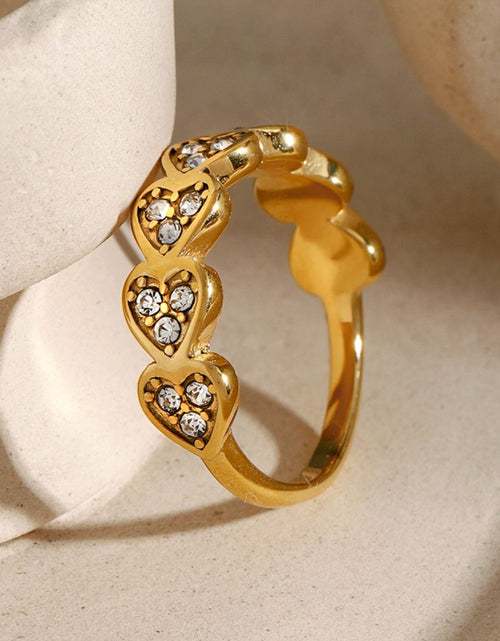 Load image into Gallery viewer, Stainless Steel Inlaid Zircon Heart Ring
