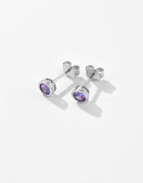 Load image into Gallery viewer, 925 Sterling Silver Inlaid Zircon Stud Earrings
