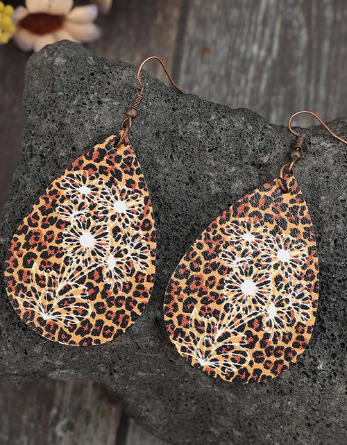 Load image into Gallery viewer, Leopard PU Leather Teardrop Shape Earrings
