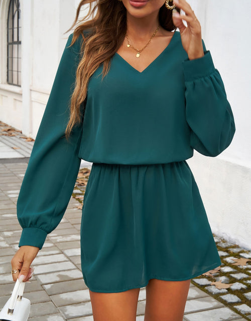 Load image into Gallery viewer, Cutout V-Neck Long Sleeve Mini Dress
