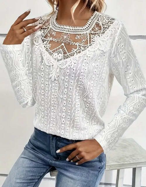 Load image into Gallery viewer, Lace Eyelet Long Sleeve Top
