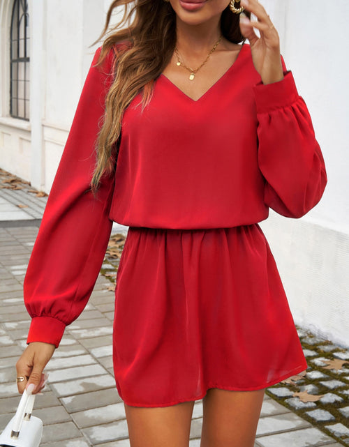 Load image into Gallery viewer, Cutout V-Neck Long Sleeve Mini Dress
