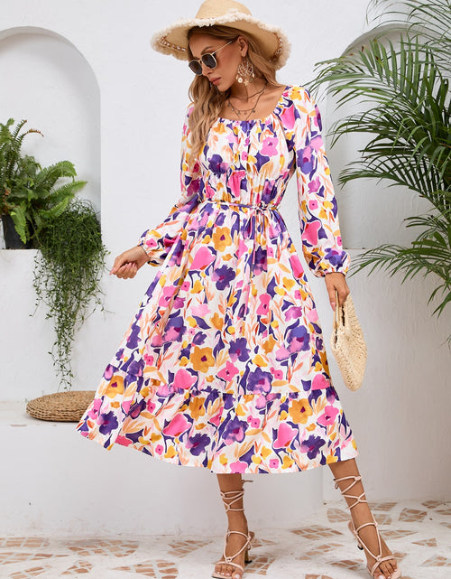 Load image into Gallery viewer, Printed Long Sleeve Midi Dress
