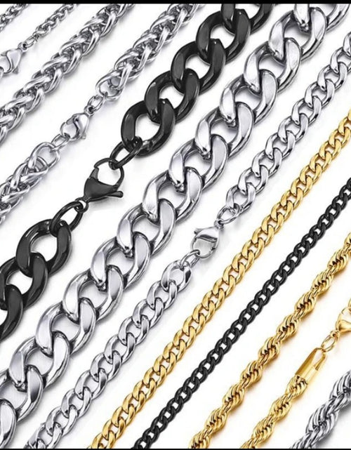 Load image into Gallery viewer, Men&#39;s Stainless Steel Link Figaro Chain
