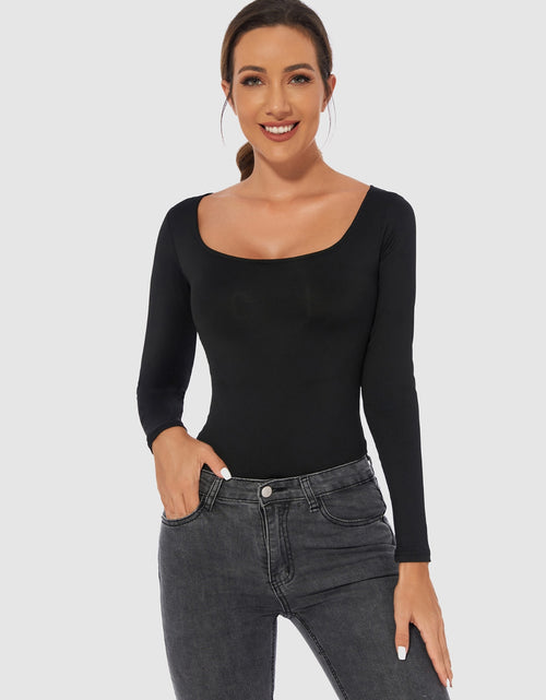 Load image into Gallery viewer, Full Size Scoop Neck Long Sleeve Bodysuit
