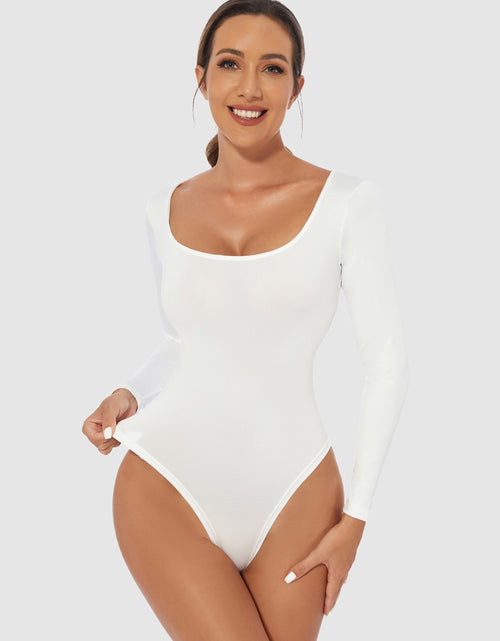 Load image into Gallery viewer, Full Size Scoop Neck Long Sleeve Bodysuit
