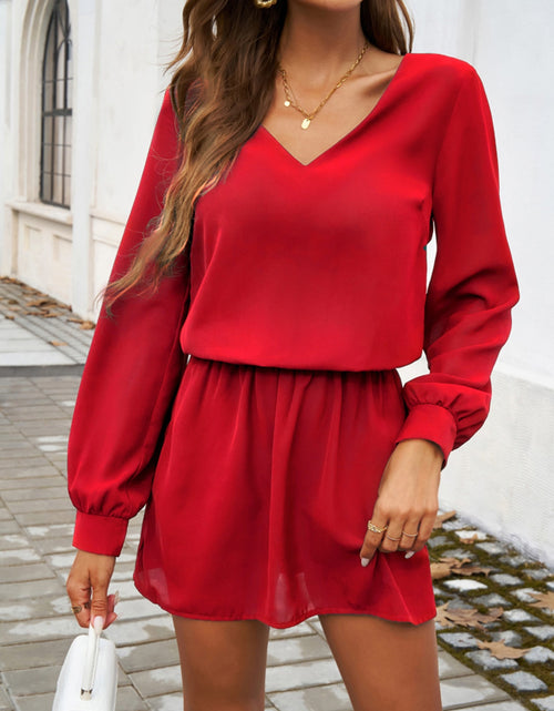 Load image into Gallery viewer, Cutout V-Neck Long Sleeve Mini Dress
