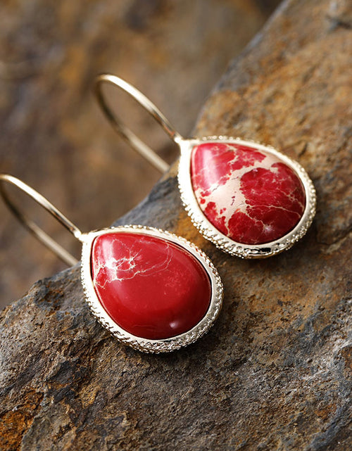 Load image into Gallery viewer, Copper Natural Stone Teardrop Shape Earrings
