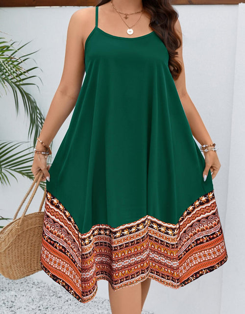 Load image into Gallery viewer, Plus Size Printed Round Neck Cami Dress
