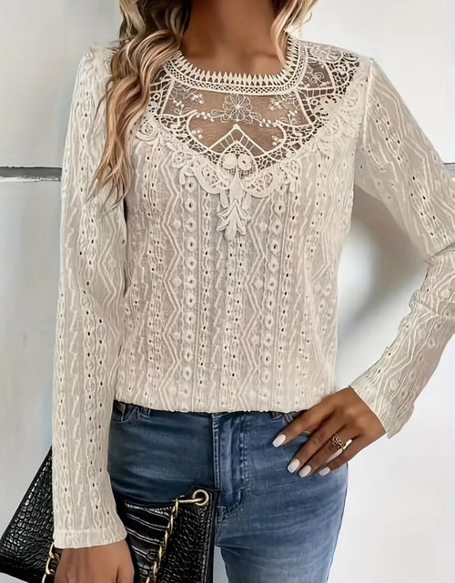 Load image into Gallery viewer, Lace Eyelet Long Sleeve Top
