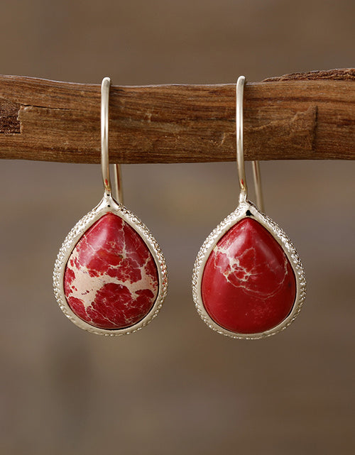 Load image into Gallery viewer, Copper Natural Stone Teardrop Shape Earrings
