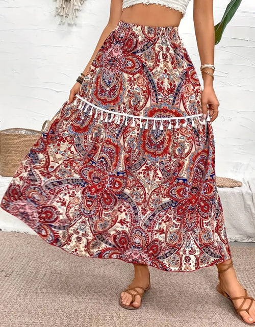 Load image into Gallery viewer, Printed Elastic Waist Midi Skirt
