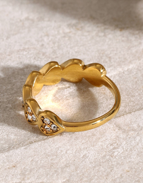 Load image into Gallery viewer, Stainless Steel Inlaid Zircon Heart Ring
