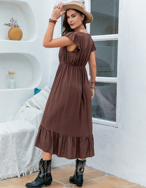 Load image into Gallery viewer, Plus Size Ruffled V-Neck Cap Sleeve Midi Dress
