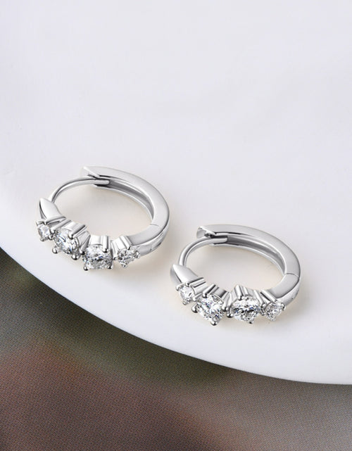 Load image into Gallery viewer, 925 Sterling Silver Moissanite Huggie Earrings
