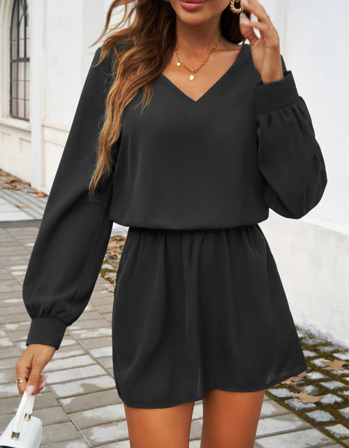 Load image into Gallery viewer, Cutout V-Neck Long Sleeve Mini Dress
