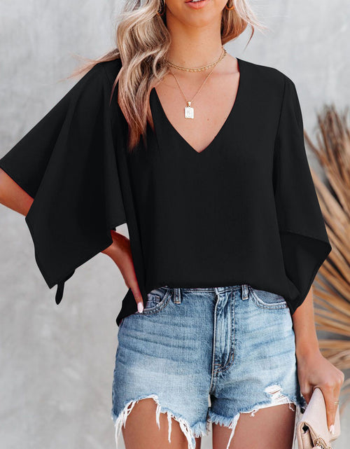 Load image into Gallery viewer, V-Neck Half Sleeve Blouse
