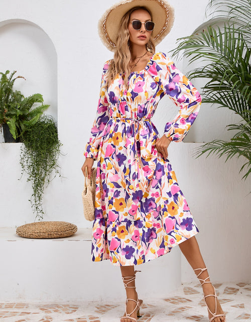 Load image into Gallery viewer, Printed Long Sleeve Midi Dress
