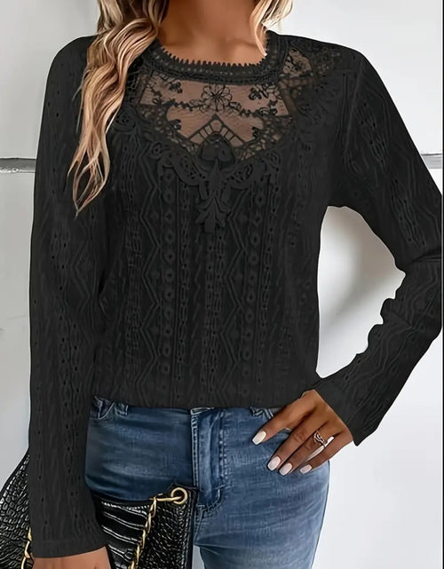 Load image into Gallery viewer, Lace Eyelet Long Sleeve Top
