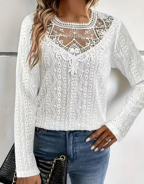 Load image into Gallery viewer, Lace Eyelet Long Sleeve Top
