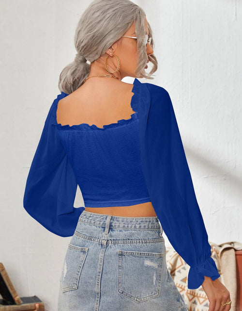 Load image into Gallery viewer, Mesh Sweetheart Neck Flounce Sleeve Top
