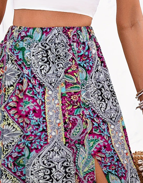 Load image into Gallery viewer, Slit Printed Elastic Waist Skirt
