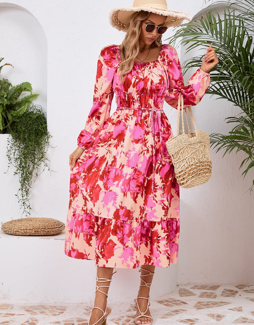 Load image into Gallery viewer, Printed Long Sleeve Midi Dress
