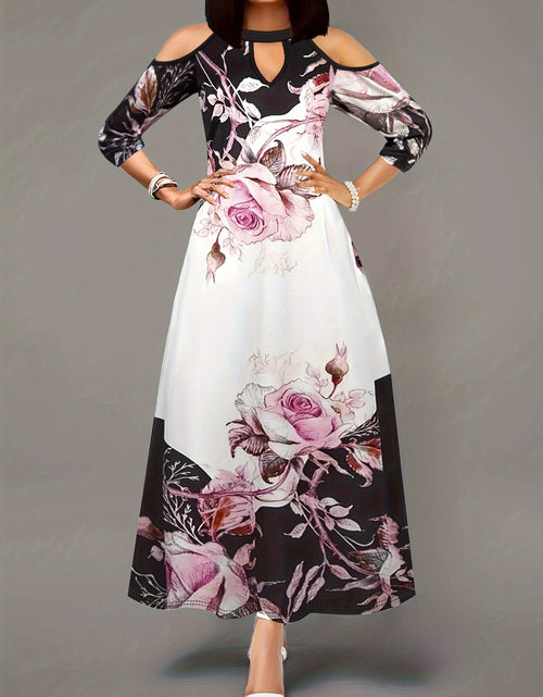 Load image into Gallery viewer, Plus Size Cutout Printed Cold Shoulder Dress
