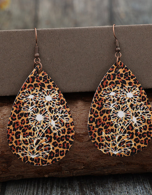 Load image into Gallery viewer, Leopard PU Leather Teardrop Shape Earrings
