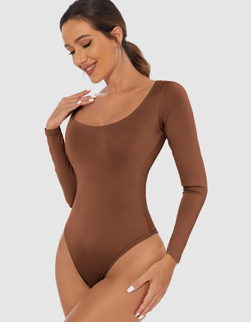 Load image into Gallery viewer, Full Size Scoop Neck Long Sleeve Bodysuit
