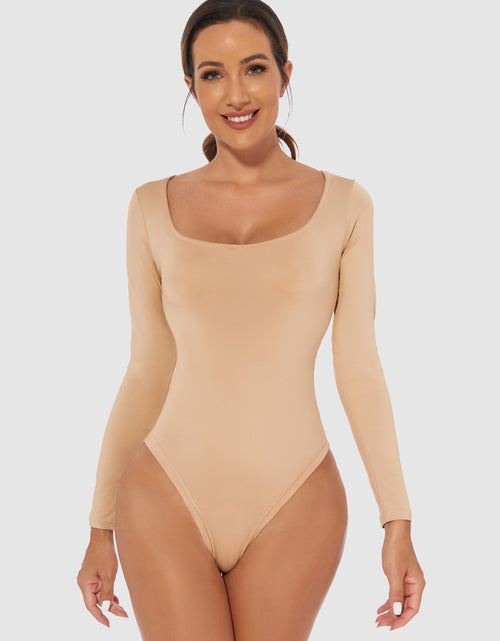 Load image into Gallery viewer, Full Size Scoop Neck Long Sleeve Bodysuit
