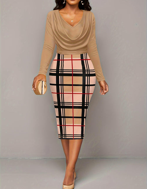 Load image into Gallery viewer, Plus Size Plaid Long Sleeve Mini Dress
