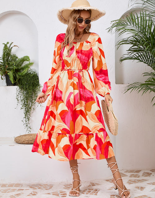 Load image into Gallery viewer, Printed Long Sleeve Midi Dress
