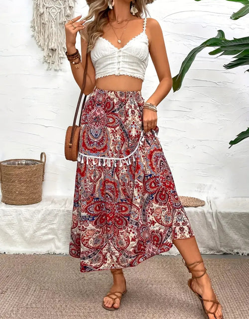 Load image into Gallery viewer, Printed Elastic Waist Midi Skirt
