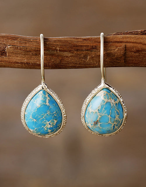 Load image into Gallery viewer, Copper Natural Stone Teardrop Shape Earrings
