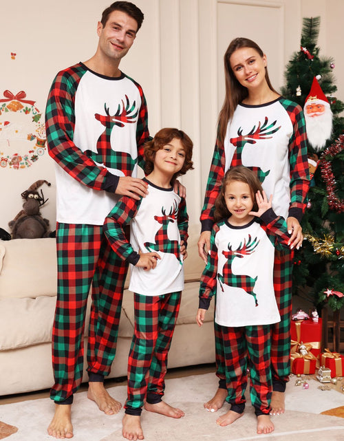 Load image into Gallery viewer, Reindeer Graphic Top and Plaid Pants Set
