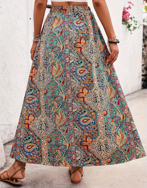 Load image into Gallery viewer, Slit Printed Elastic Waist Skirt
