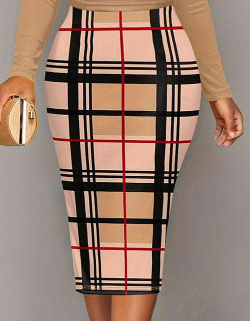 Load image into Gallery viewer, Plus Size Plaid Long Sleeve Mini Dress
