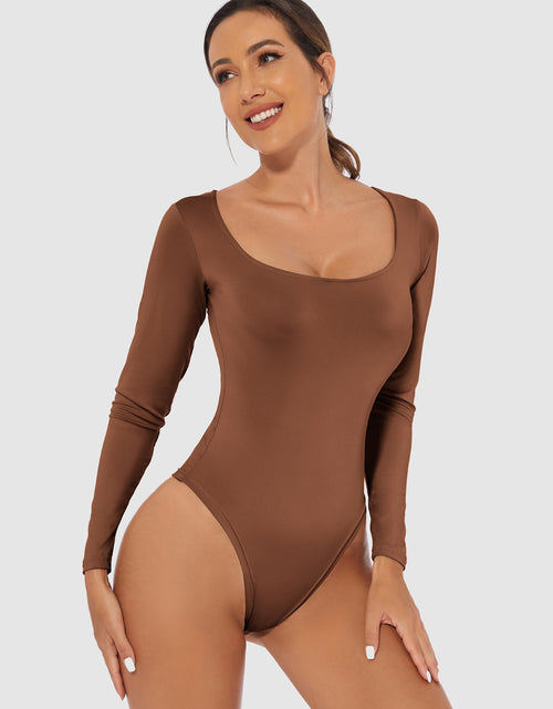 Load image into Gallery viewer, Full Size Scoop Neck Long Sleeve Bodysuit
