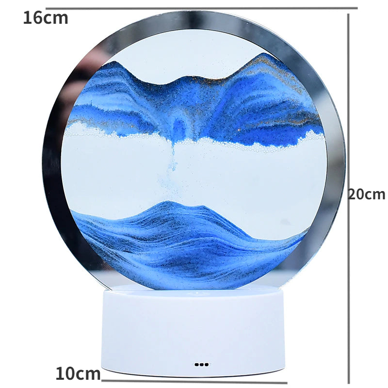 LED RGB Sandscape Lamp， Moving Sand Art Night Light with 7 Colors Hourglass Light 3D Deep Sea Display Decoration Christmas Gift