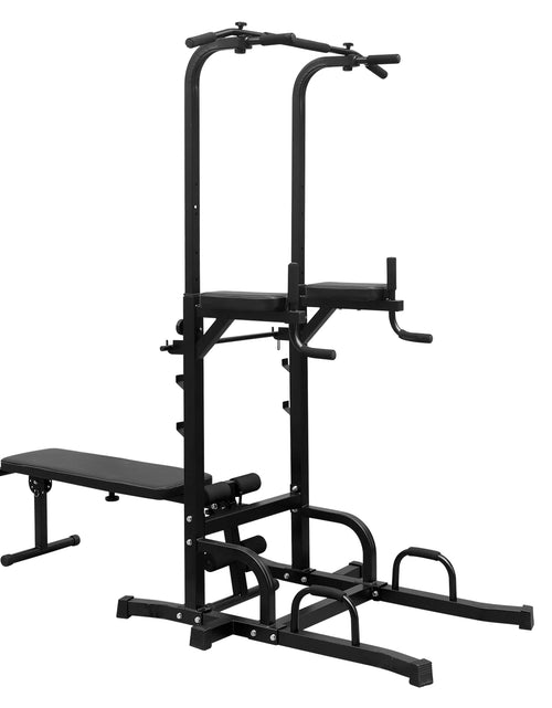 Load image into Gallery viewer, Power Tower Dip Station with Bench Pull up Bar Stand Adjustable Height Heavy Duty Multi-Function Fitness Training Equipment For
