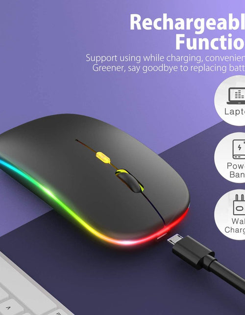 Load image into Gallery viewer, LED Wireless Mouse, Rechargeable Slim Silent Mouse 2.4G Portable Mobile Optical Office Mouse with USB
