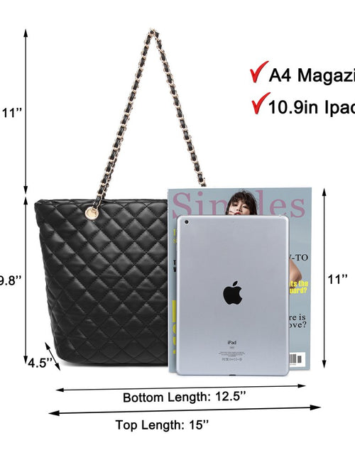 Load image into Gallery viewer, Poppy Quilted Women Handbags Purses Leather Tote Bag Satchel Wallet Set 2Pcs Chain Strap Shoulder Bag Classic
