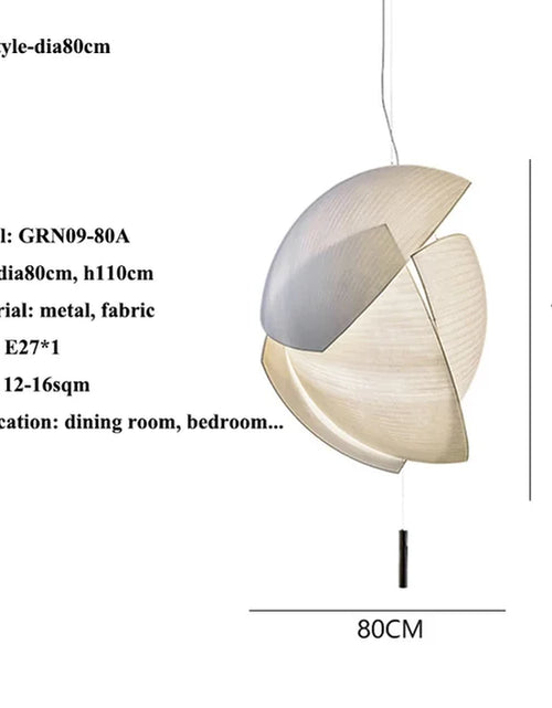 Load image into Gallery viewer, VOILES Pendant Lamp Designer Japanese Lamp Handmade Fabric Lamp Shade Wabi Sabi Light Living Room Home Kitchen Island Lighting
