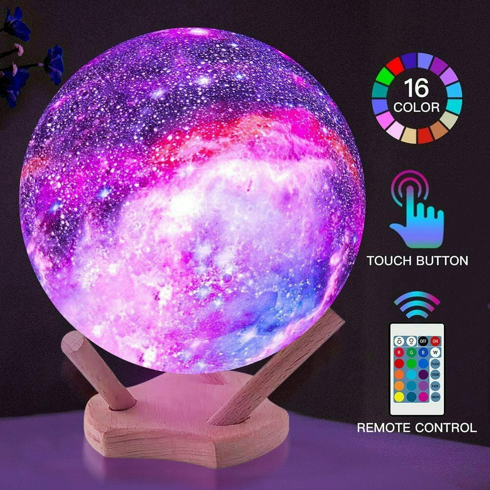 GOODWORLD Moon Lamp, LED 3D Print Moon Night Light, 16 Colors RGB Moon Light with Stand & Remote Control, Remote & Touch Control USB Lamp, for Kids Friends Lover Birthday Gifts, (4/6 In)