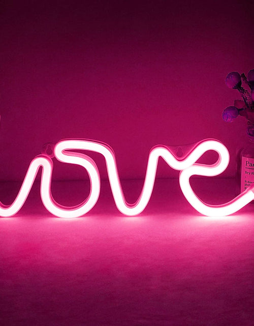 Load image into Gallery viewer, Love Neon Light, Cute Neon Love Sign, Battery or USB Powered Night Light as Wall Decor for Kids Room, Bedroom, Festival, Party (Pink)
