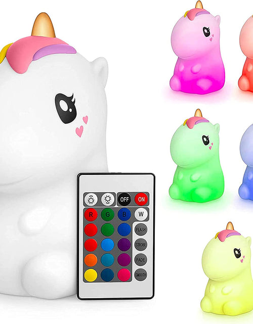 Load image into Gallery viewer, Baby Night Light Unicorn - Kids Night Light - Toddler Night Light - Silicone Nursery Lamp with Remote Control
