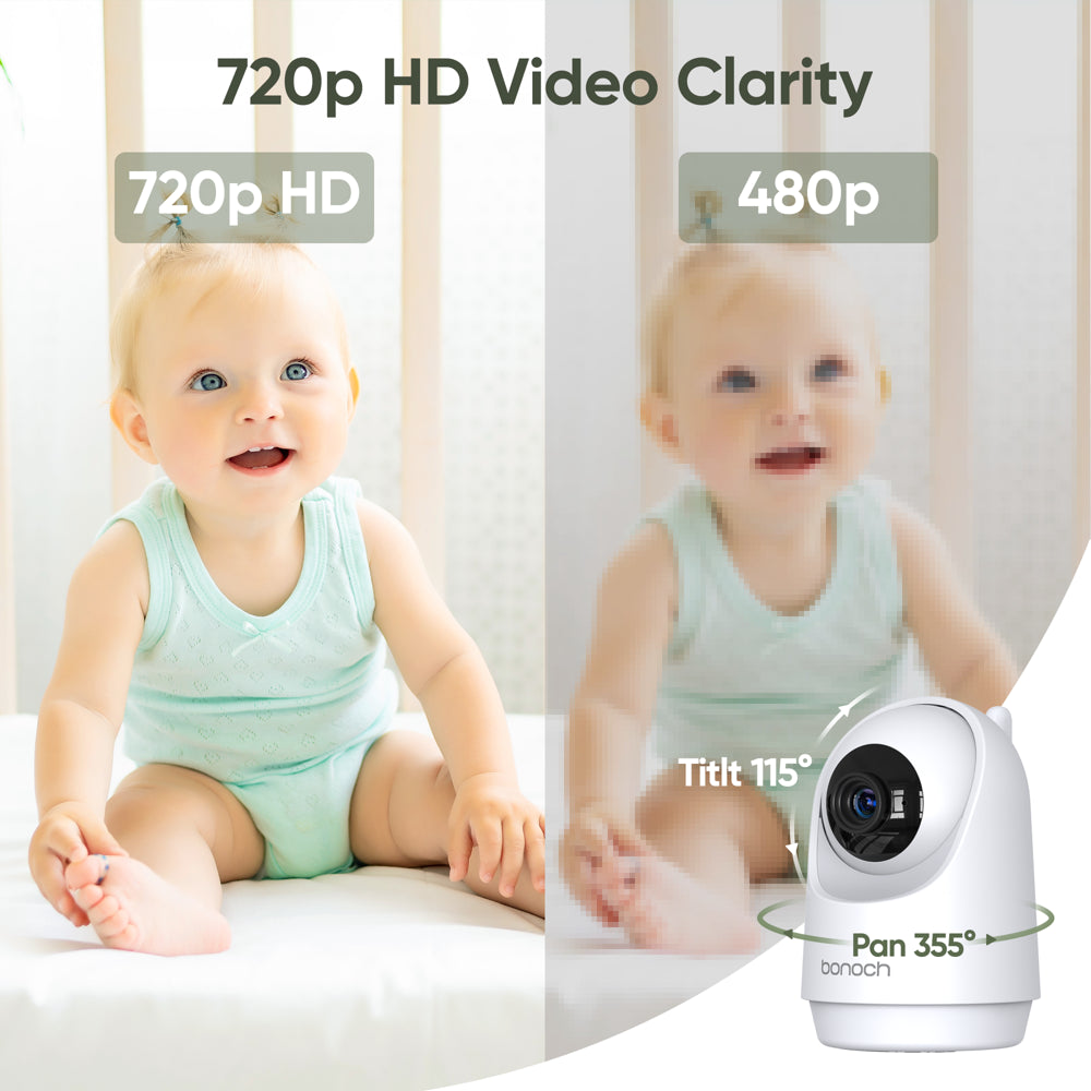 720P HD Video Baby Monitor with Camera and Audio 7-Inch Screen Secure from Hacking No Wi-Fi